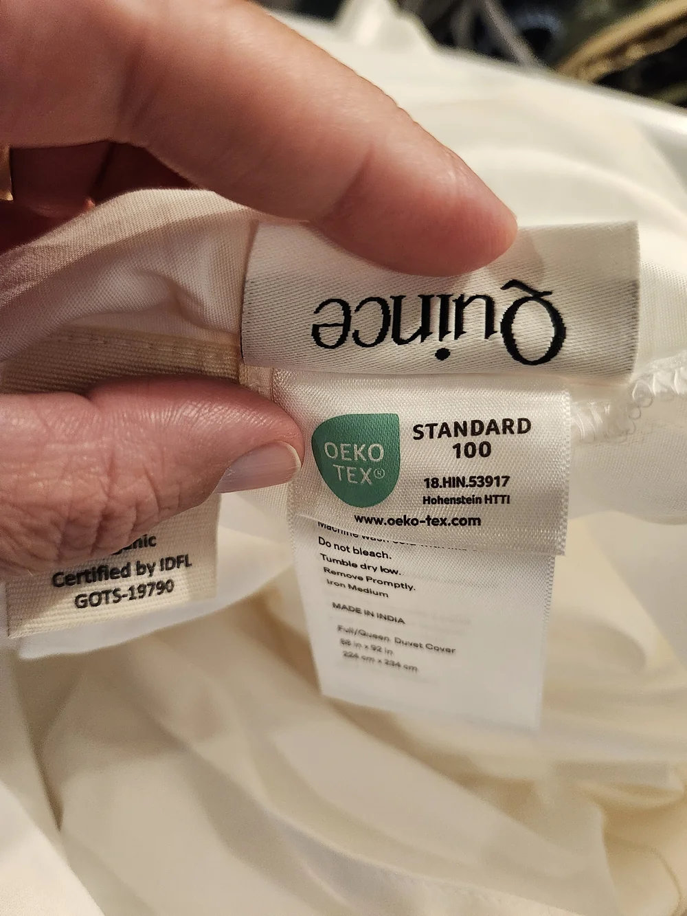 Quince Organic Crisp Percale Duvet Cover White Full Queen NWOT